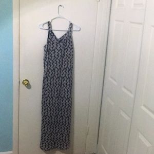 blue and white long dress